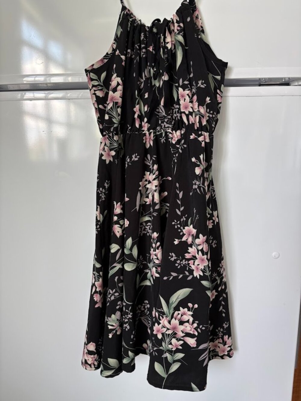 Black Floral Halter-Neck Dress Size XS